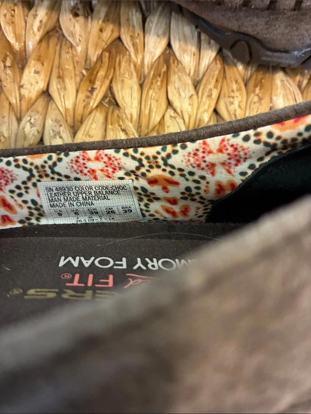 Skechers Brown Relaxed Fit Memory Foam Slip-Ons with Floral Lining